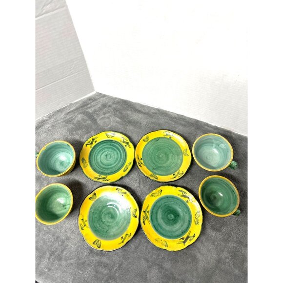 F.B.C. Anaca Italy Ceramic Tea Cup & Saucer Set Artisan 5505 Folkart signed - Picture 2 of 16